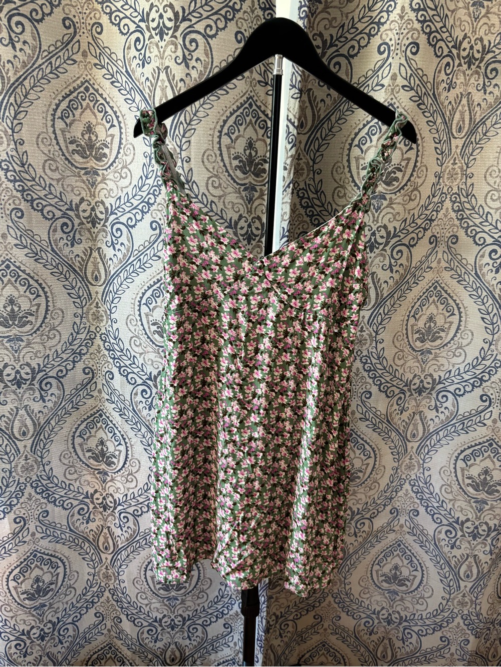 Floral Print Adjustable Strap Cami Top - Green/Pink from Francesca’s